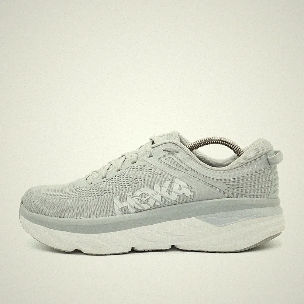 Hoka One Herren Bondi 7 Sneaker Grau Mesh Low-Top Maximale Laufschuhe EU 42 2/3