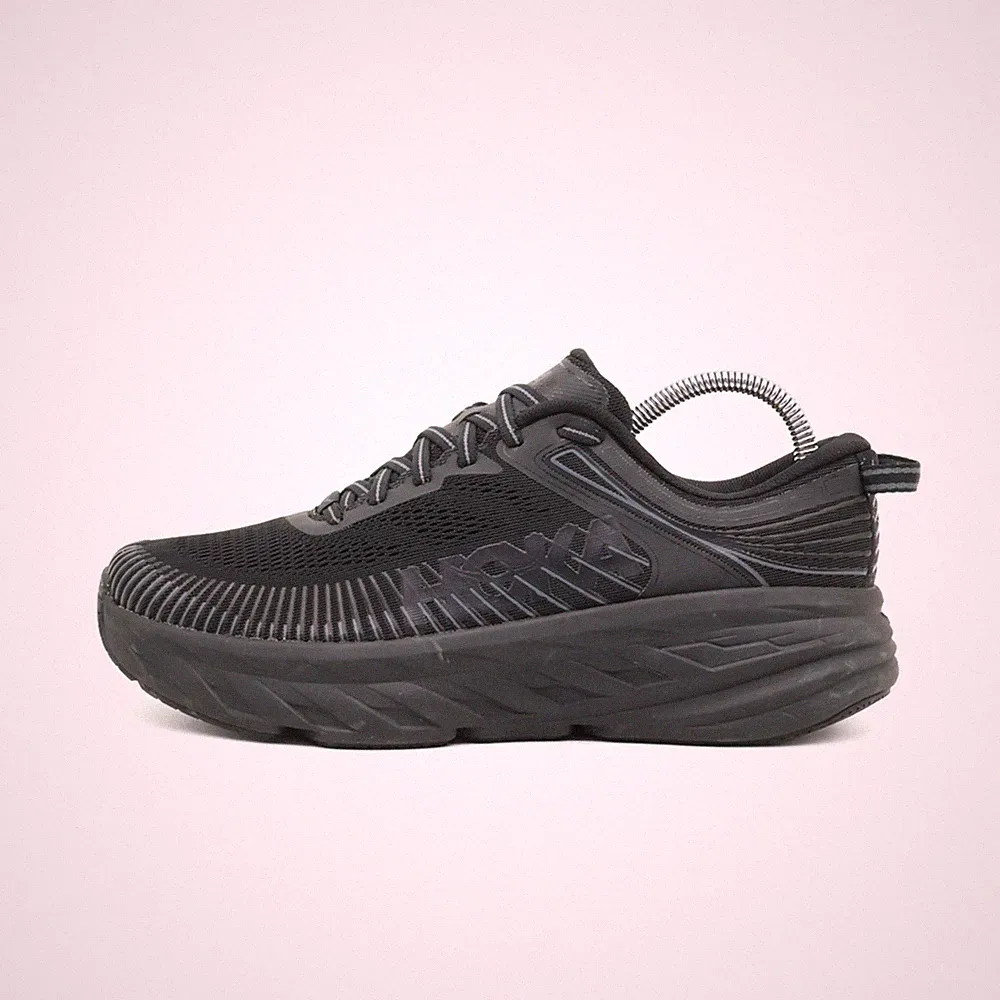 Hoka One Herren Bondi 7 Sneaker Schwarz Mesh Low-Top Dämpfung Laufschuhe EU 42