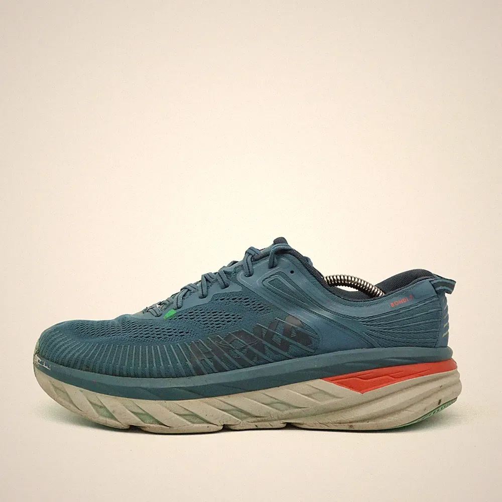 Hoka One Herren Bondi 7 Wide Sneaker Blau Mesh Low-Top Passform Laufschuhe EU 46