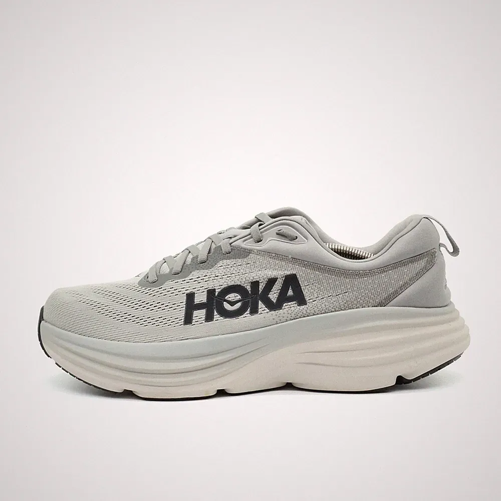Hoka One Herren Bondi 8 Laufschuhe Grau Mesh Low-Top Maximale Dämpfung EU 46⅔