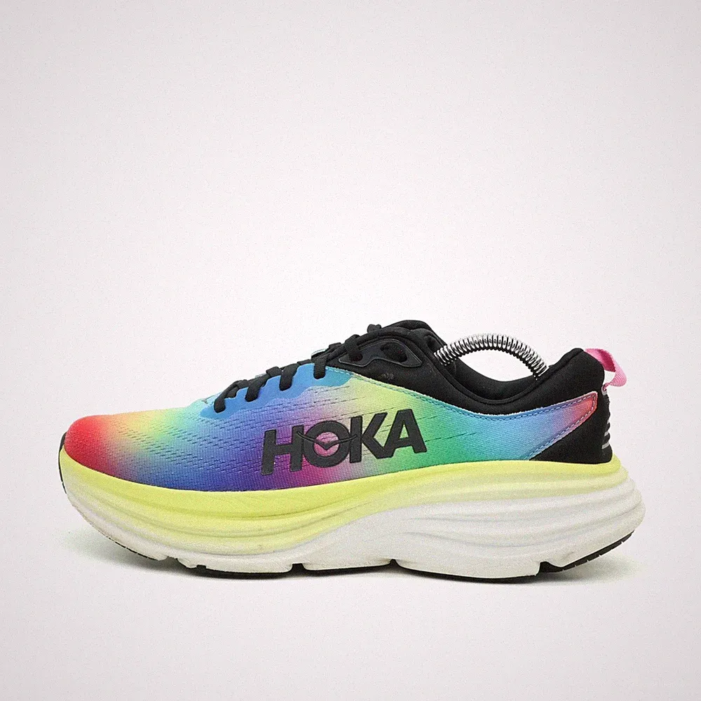 Hoka One Herren Bondi 8 Schuhe Regenbogen Mesh Atmungsaktiv Laufschuh EU 44
