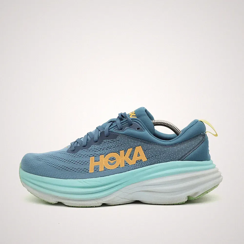 Hoka One Herren Bondi 8 Sneaker Blau/Gelb/Türkis Leichtgewicht Laufschuhe EU 44