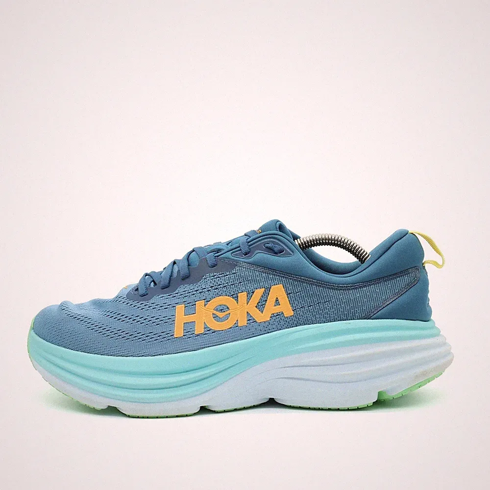 Hoka One Herren Bondi 8 Sneaker Blau Mesh Low-Top Maximale Laufschuhe EU 44 2/3