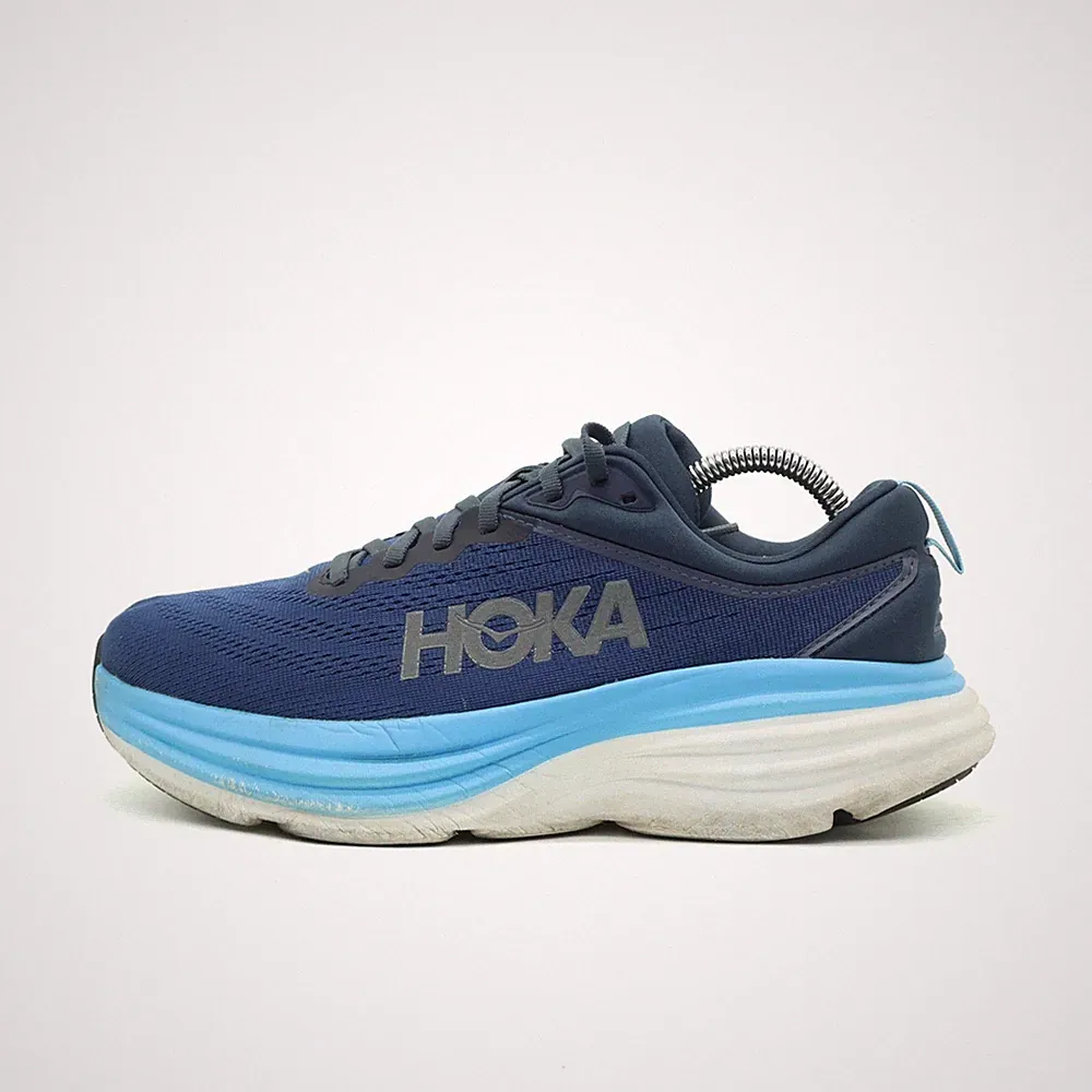 Hoka One Herren Bondi 8 Sneaker Blau Mesh Niedrig Dämpfung Laufschuhe EU 42