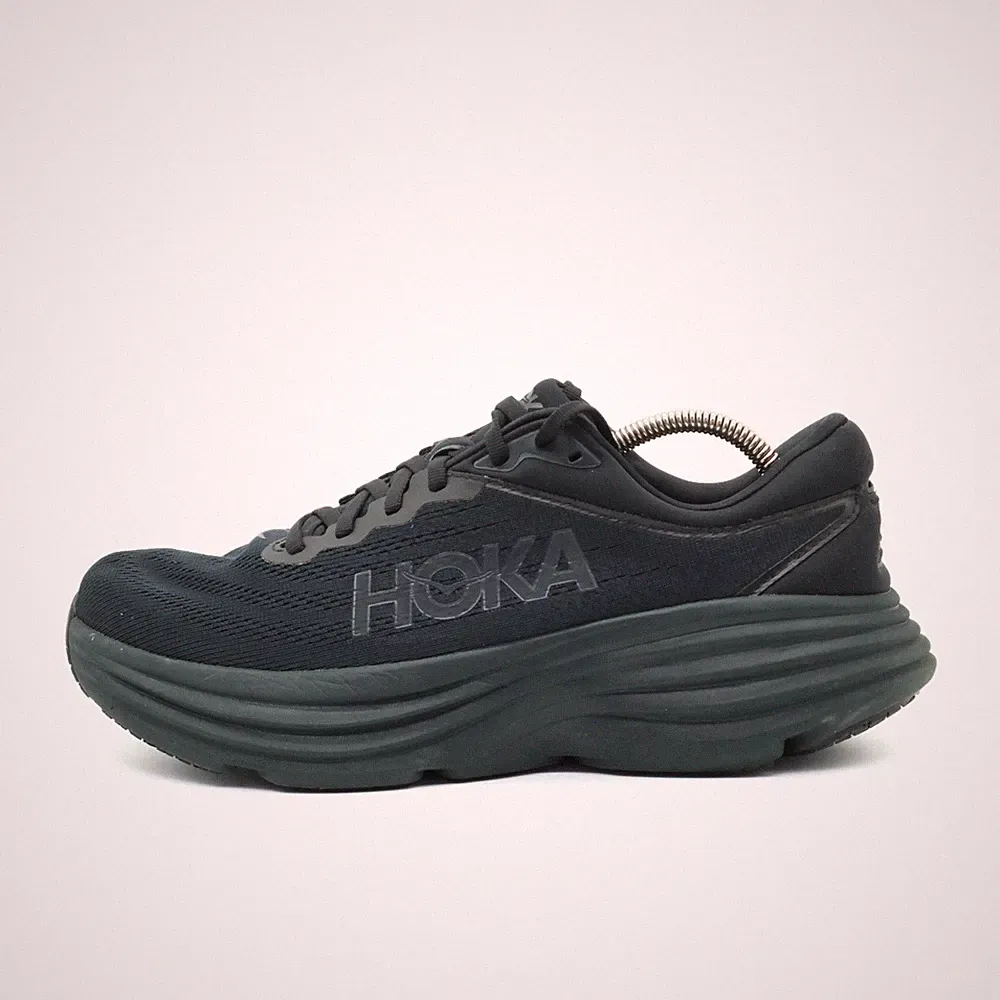 Hoka One Herren Bondi 8 Sneaker Schwarz Mesh Niedrig Dämpfung Laufschuhe EU 44