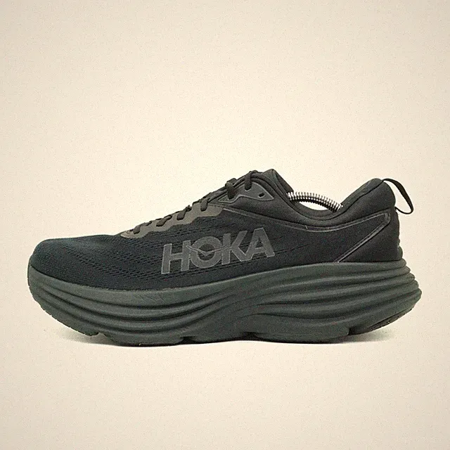 Hoka One Herren Bondi 8 Sneaker Schwarz Mesh Niedrig Passform Laufschuh EU 48