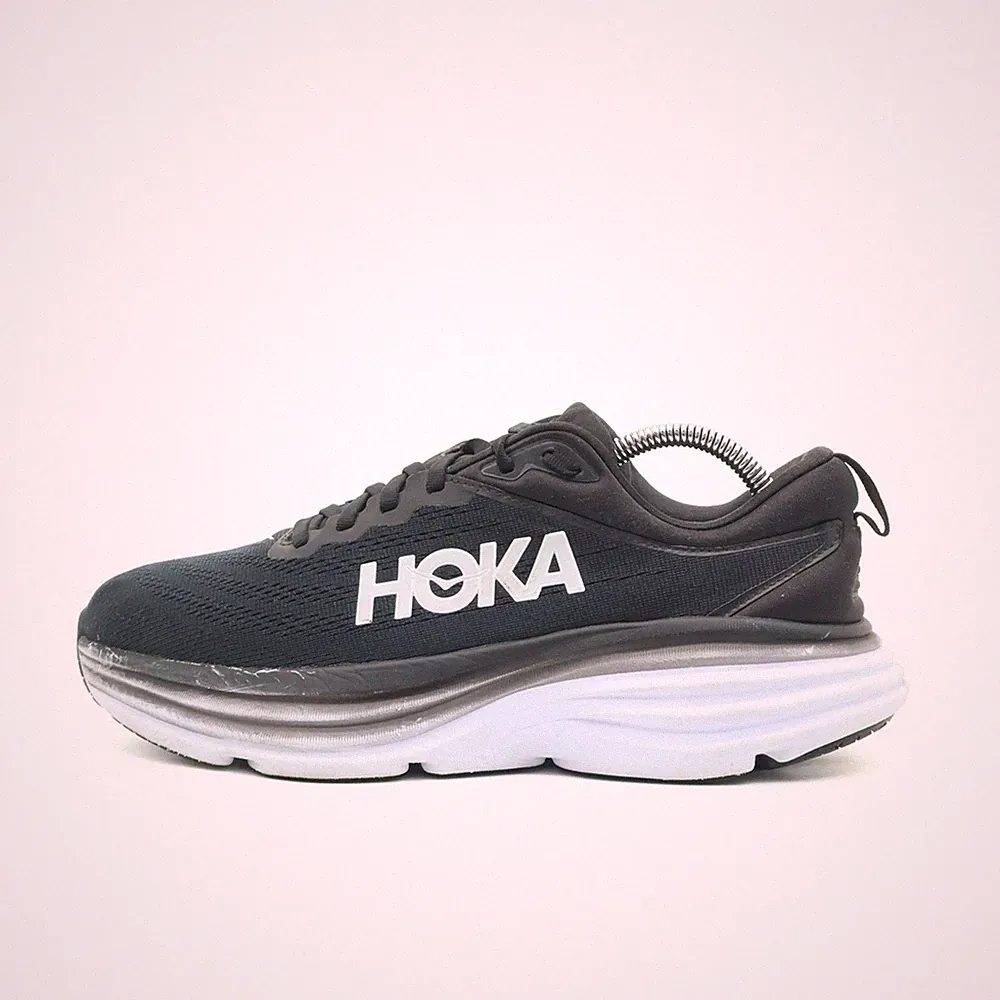 Hoka One Herren Bondi 8 Sneaker schwarz Mesh Zwischensohle Laufschuhe EU 42