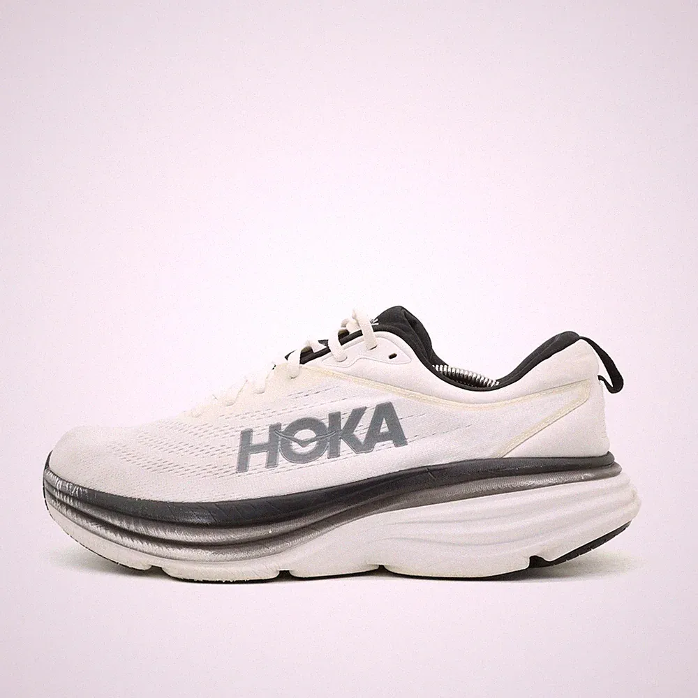 Hoka One Herren Bondi 8 Sportschuhe EU 46 Weiß Schwarz 1123202 WBLC ämpfung