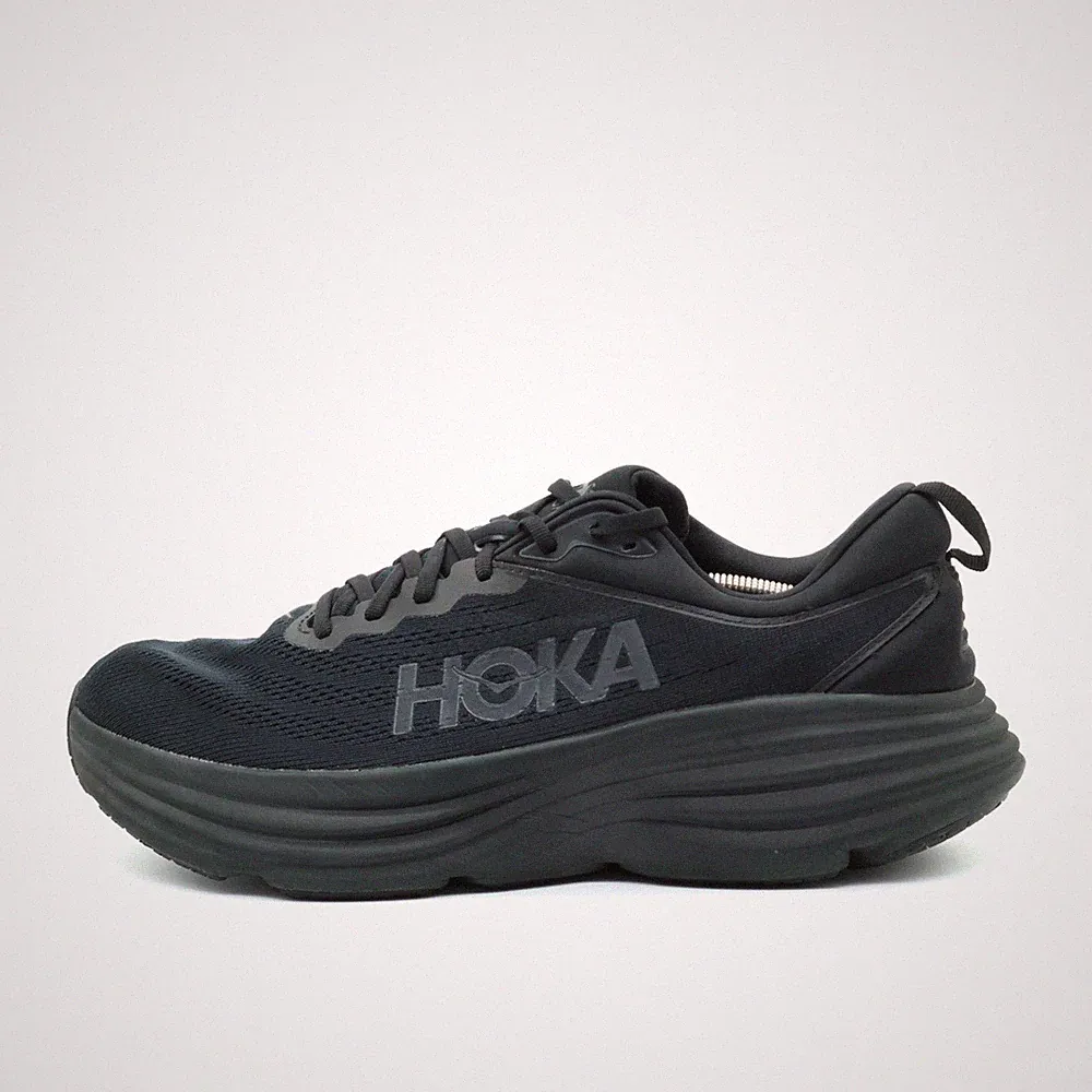 Hoka One Herren Bondi 8 Sportschuhe Schwarz Mesh Low-Top Laufschuhe EU 47 1/3