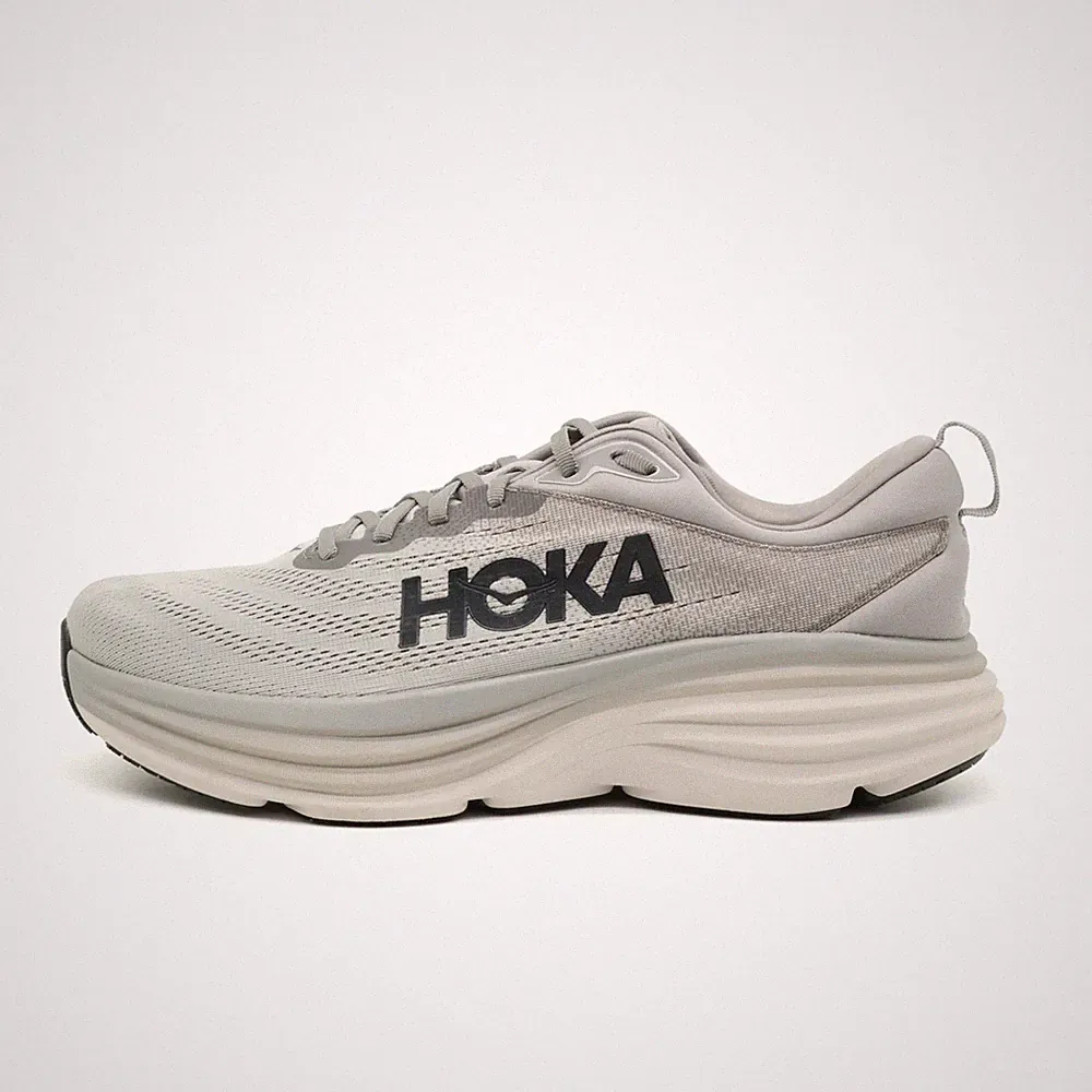 Hoka One Herren Bondi 8 Wide Sneaker Grau Mesh Atmungsaktiv Laufschuhe EU 45⅓