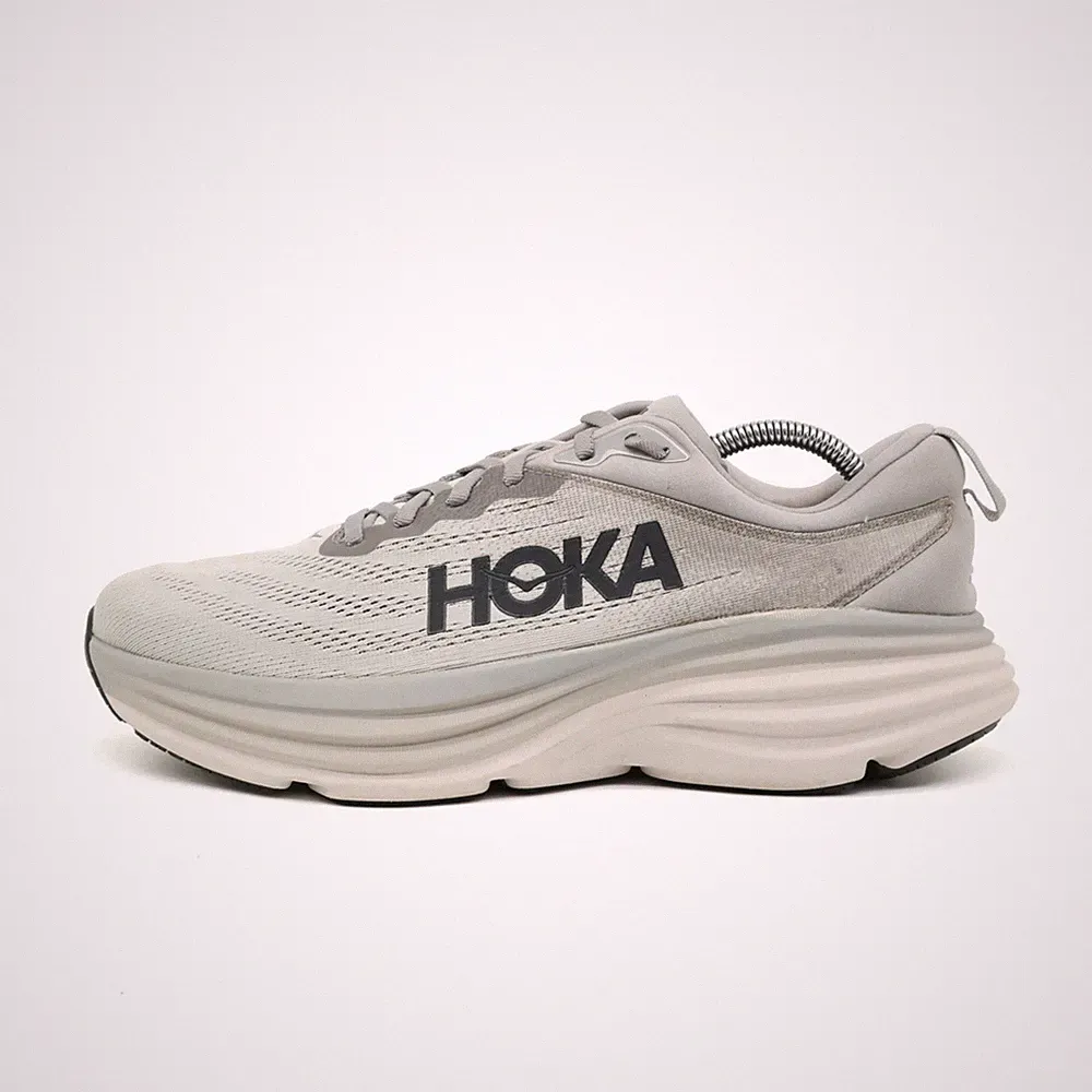 Hoka One Herren Bondi 8 Wide Sneaker Grau Mesh Low-Top Weite Laufschuhe EU 44