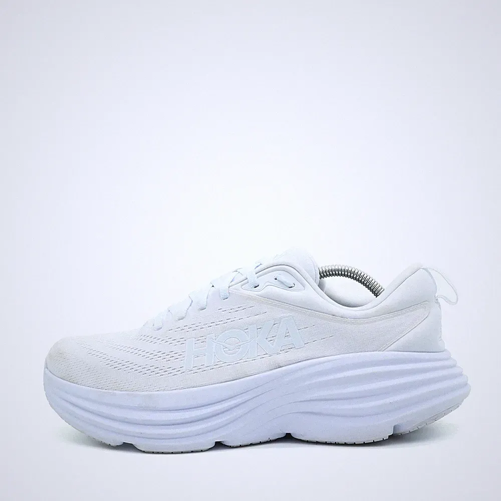 Hoka One Herren Bondi 8 Wide Sneaker Weiß Textil Atmungsaktiv Laufschuhe EU 44