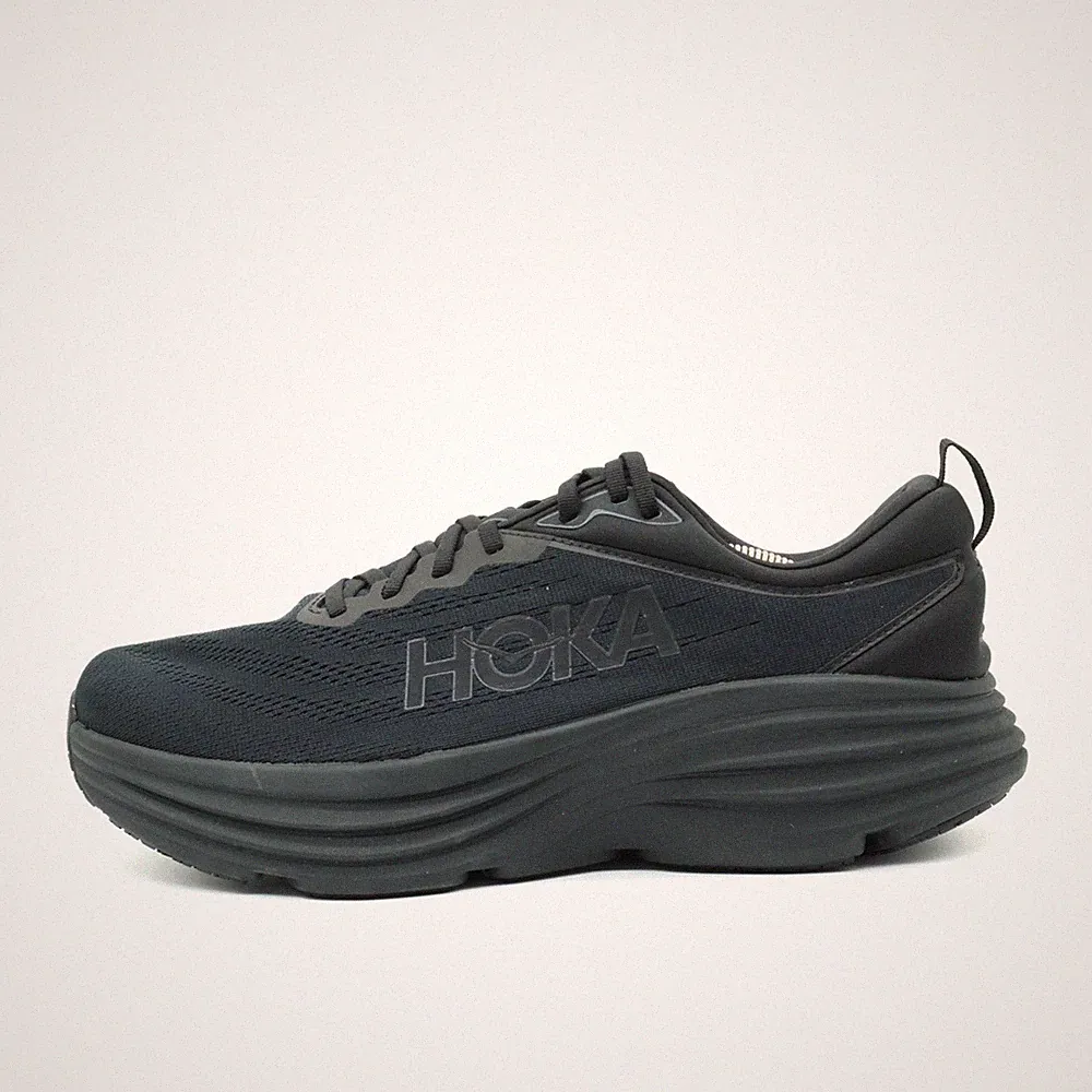 Hoka One Herren Bondi 8 Wide Sportschuh Schwarz Mesh Dämpfung Laufschuhe EU 45⅓