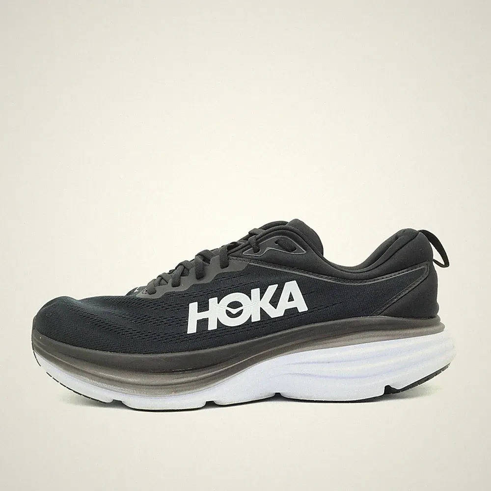Hoka One Herren Bondi 8 X-Wide Schuhe Schwarz/Weiß Rutschfest Laufschuh EU 46.5