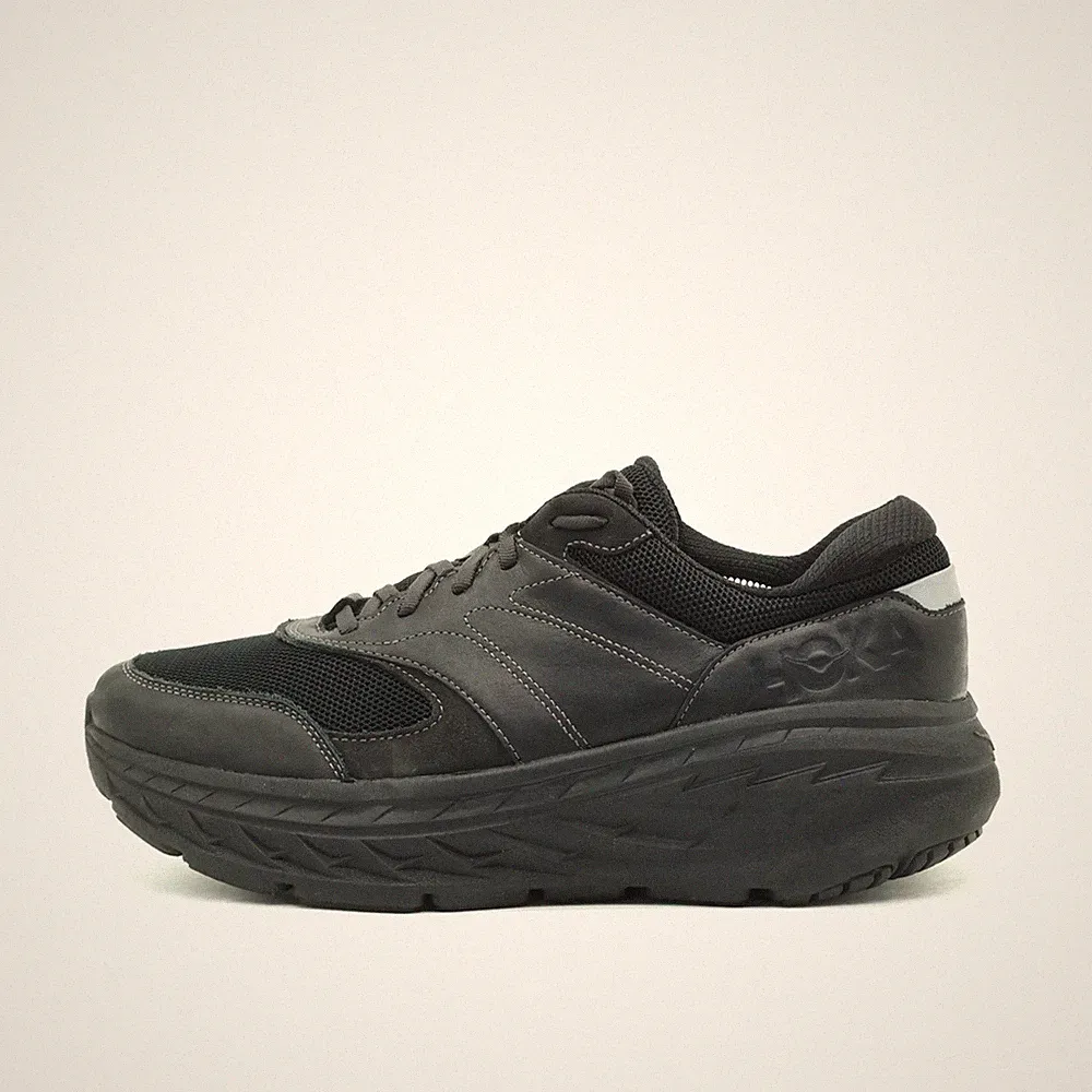Hoka One Herren Bondi L Sportschuhe Schwarz Leder/Mesh Laufschuhe EU 46 2/3