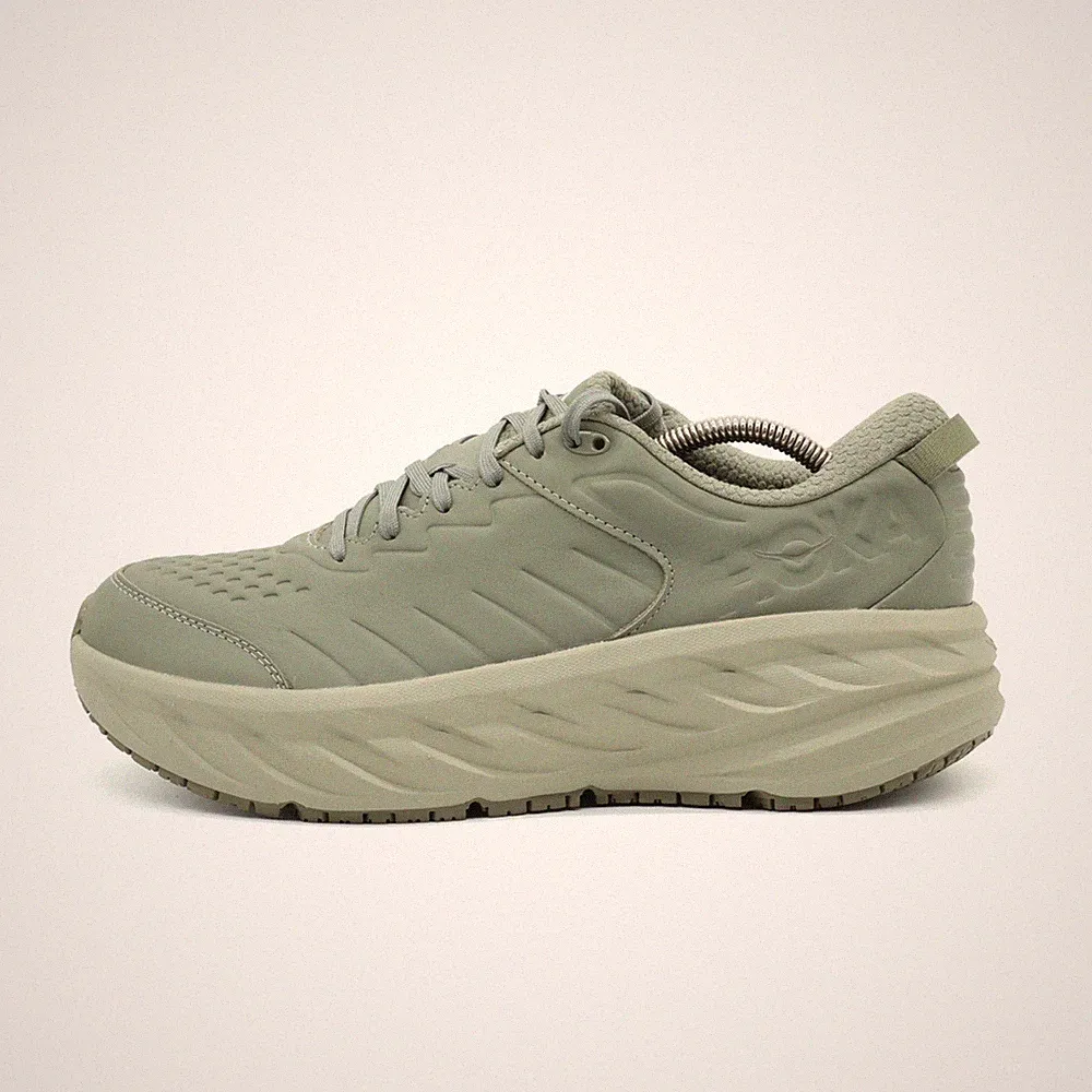 Hoka One Herren Bondi SR Laufschuhe Grün Synthetik Low-Top Sneaker EU 44.5