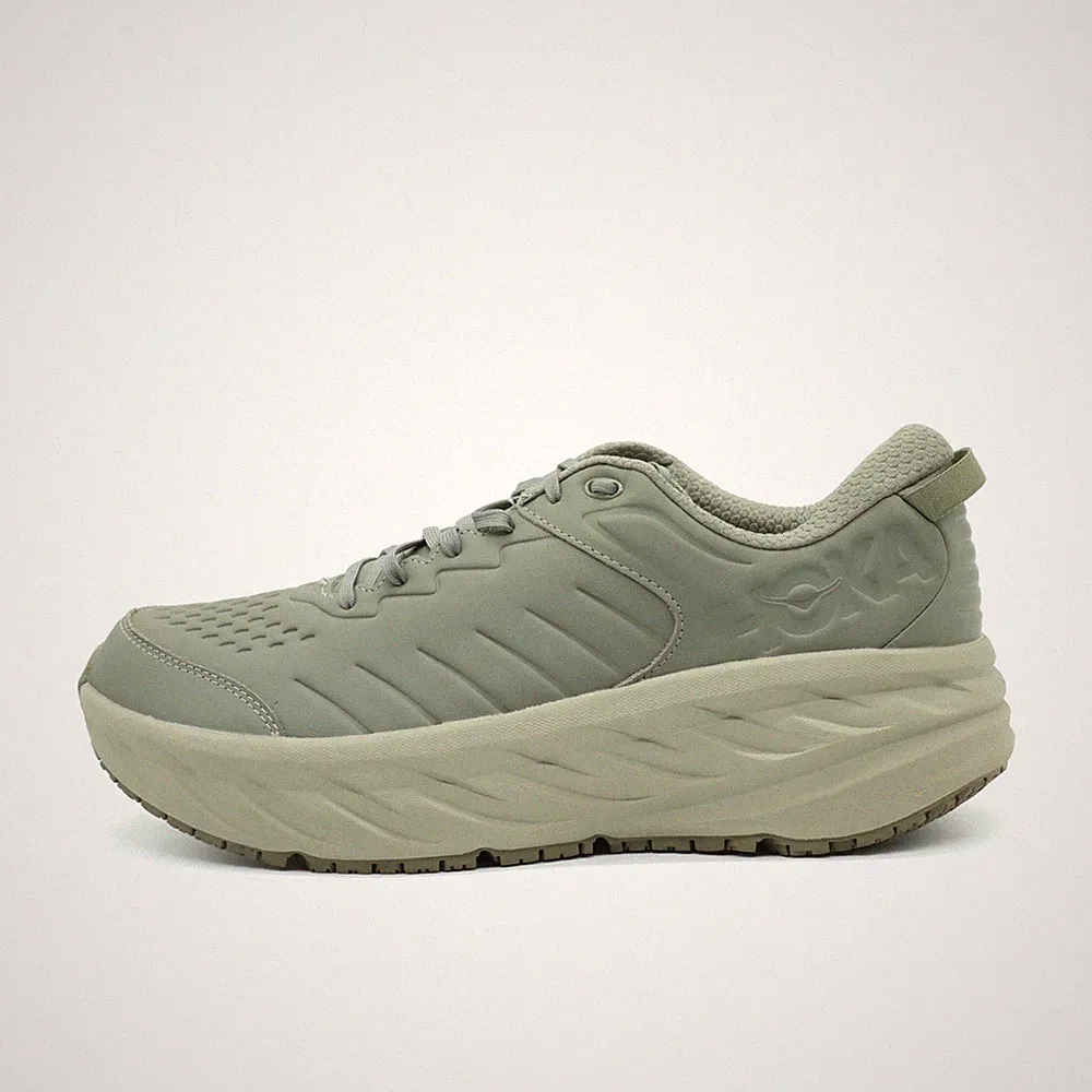 Hoka One Herren Bondi SR Laufschuhe Olivgrün Leder Rutschhemmend Sneaker EU 48