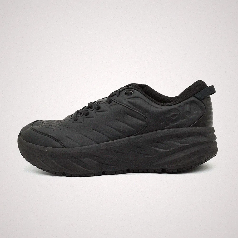 Hoka One Herren Bondi SR Schuhe Schwarz Leder Low-Top Sohle Laufschuhe EU 48
