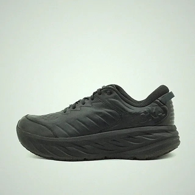 Hoka One Herren Bondi SR Wide Laufschuh Schwarz Leder Low-Top Sneaker EU 46 2/3