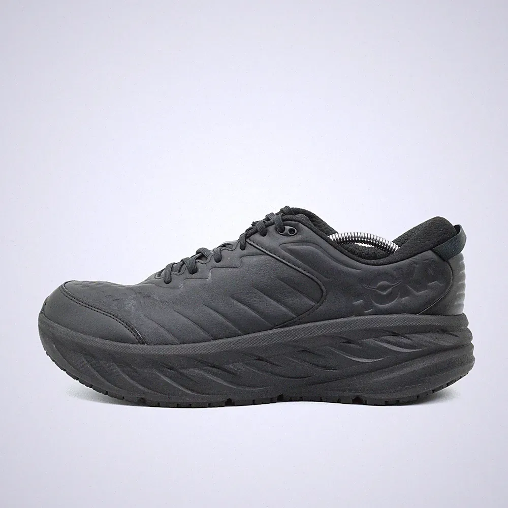 Hoka One Herren Bondi SR Wide Laufschuh Schwarz Leder Rutschfest Sneaker EU 48