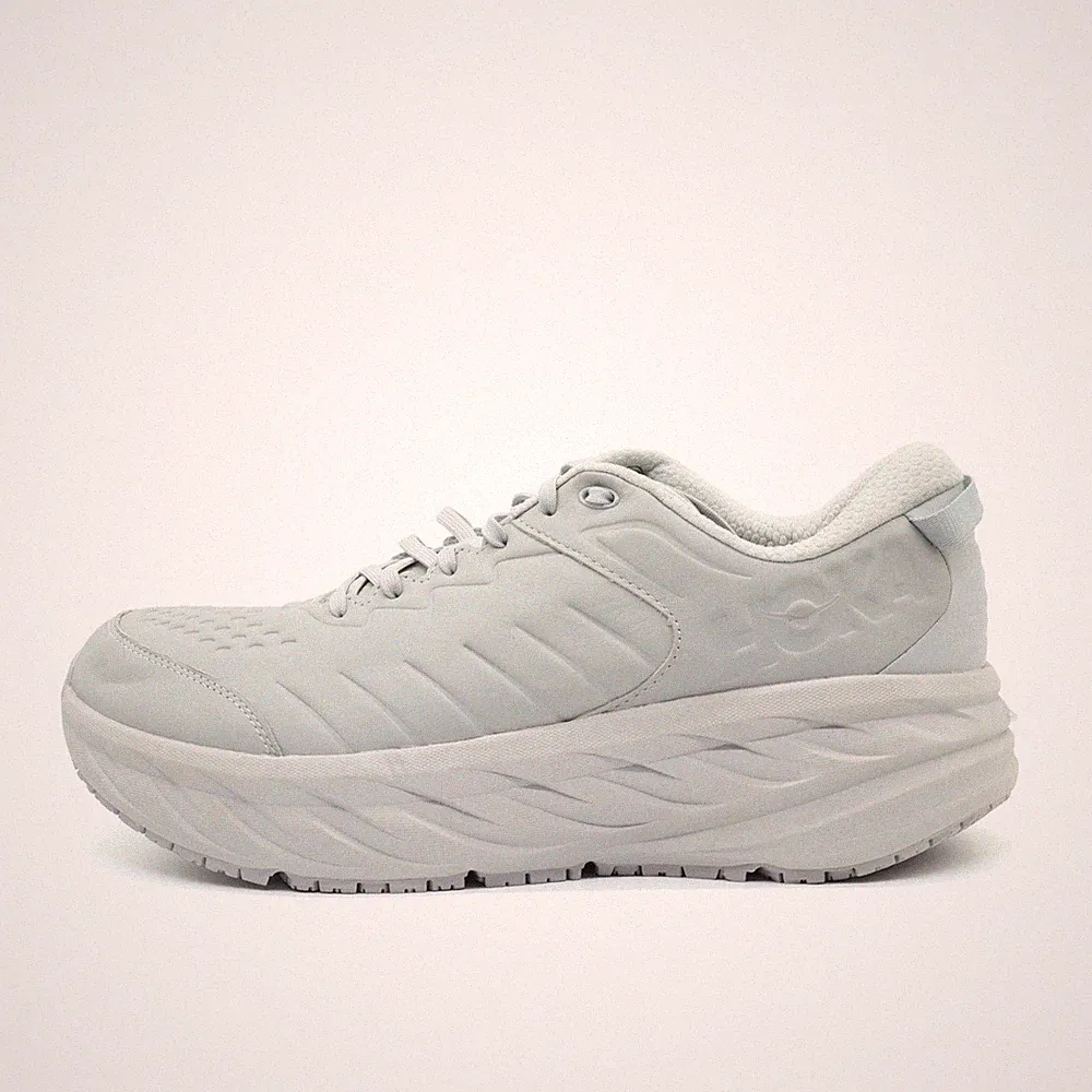 Hoka One Herren Bondi SR Wide Laufschuh Weiß Leder Low-Top Sneaker EU 49 1/3