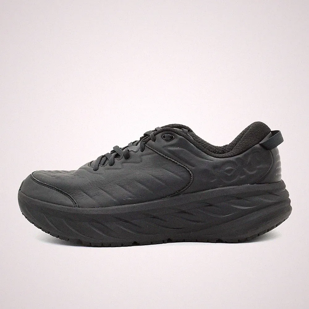 Hoka One Herren Bondi SR Wide Schuhe Schwarz Leder Rutschfest Laufschuh EU 48