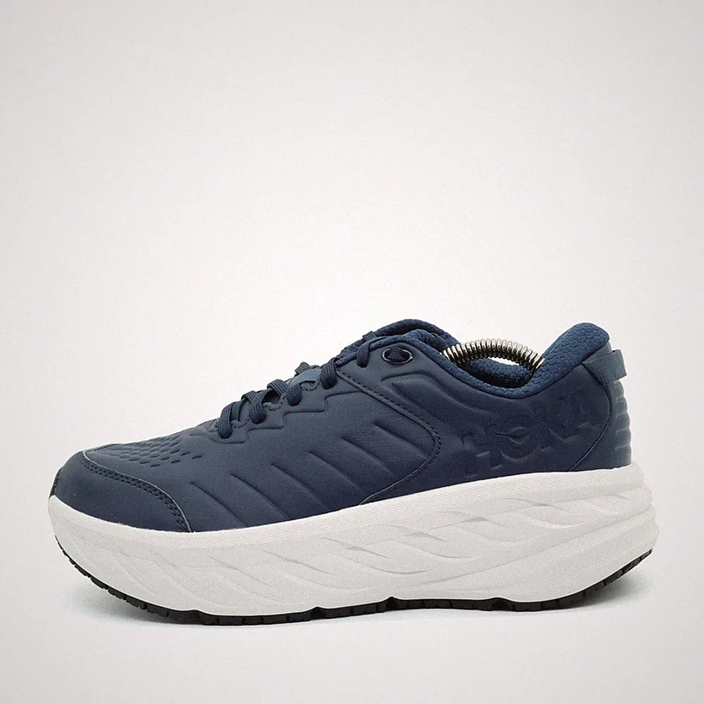 Hoka One Herren Bondi SR Wide Sneaker Navy Blau Leder Niedrig Laufschuh EU 40