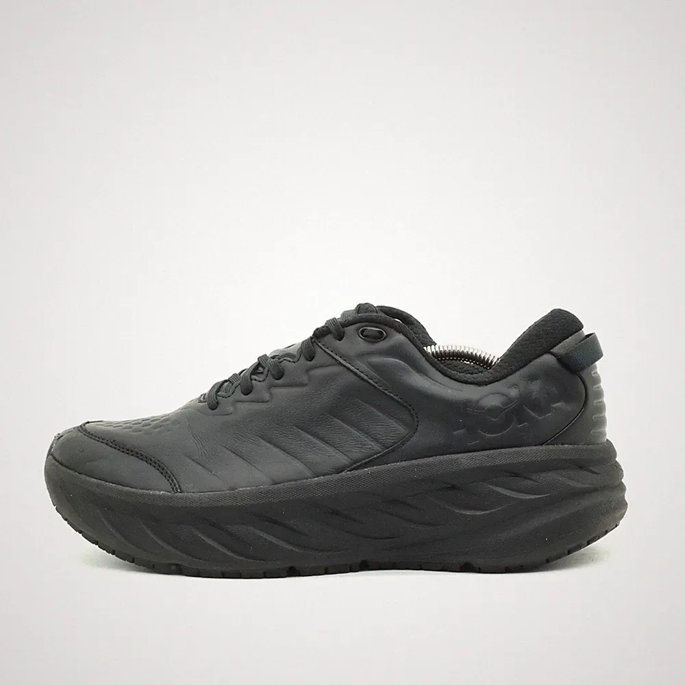 Hoka One Herren Bondi SR Wide Sneaker Schwarz Leder Niedrig Laufschuh EU 45 1/3