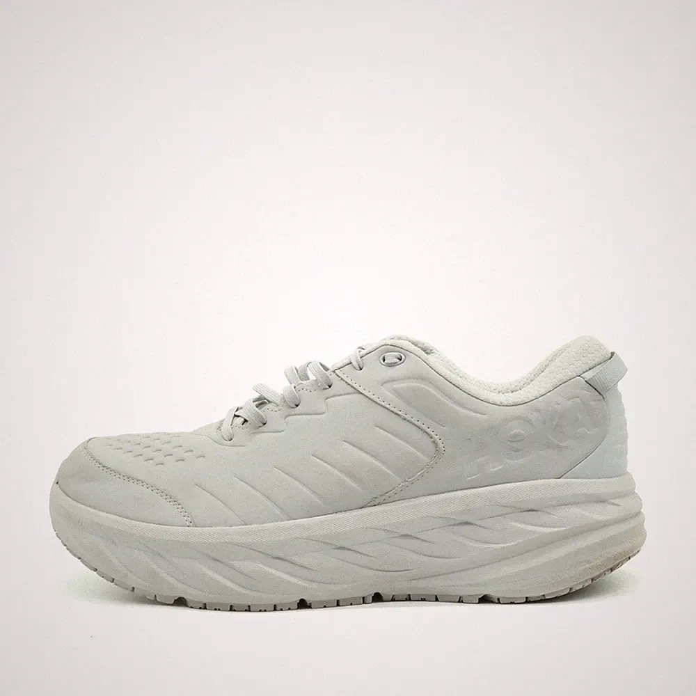 Hoka One Herren Bondi SR Wide Sneaker Weiß Leder ämpfung Laufschuh EU 50⅔