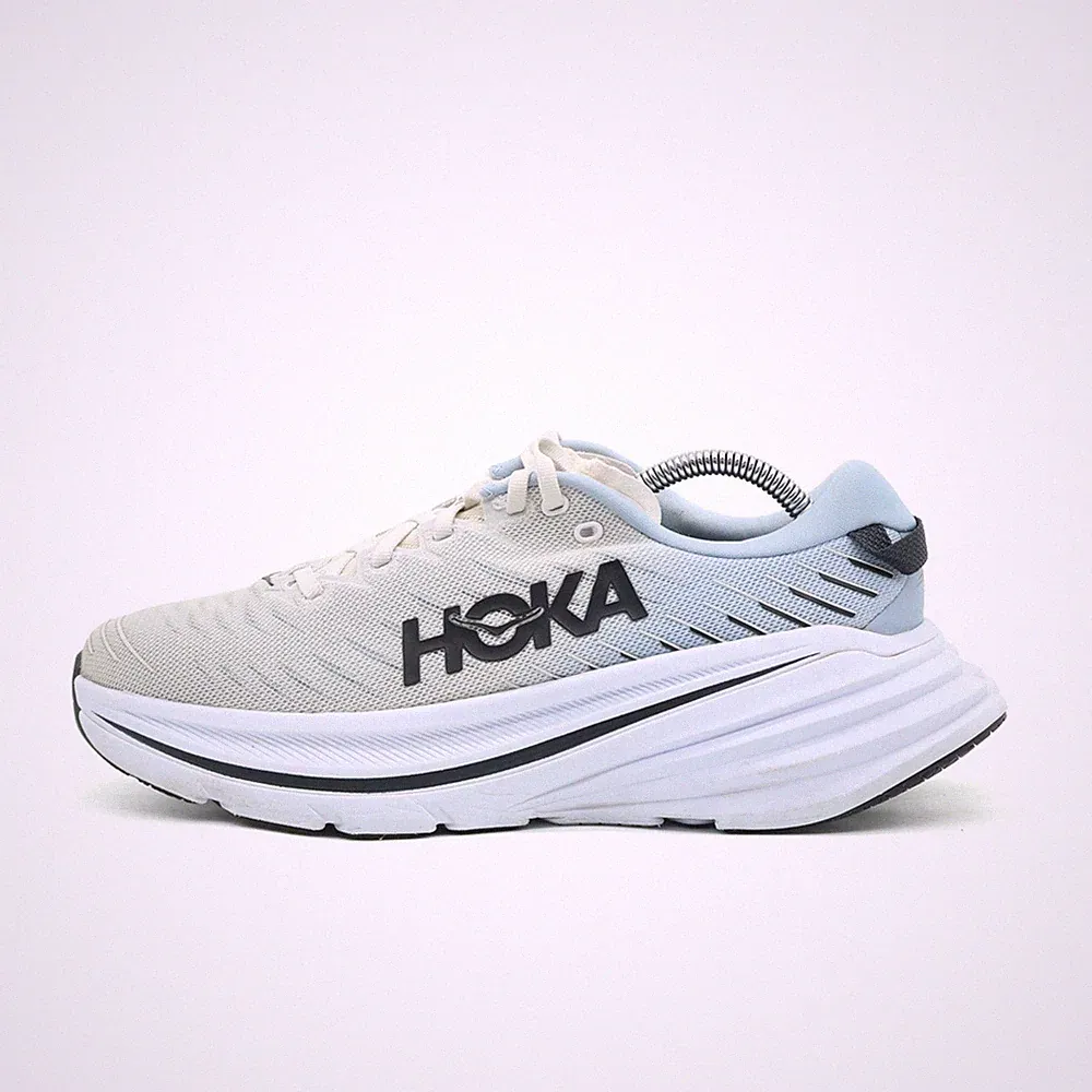 Hoka One Herren Bondi X Sneaker Weiß/Blau Mesh Low-Top Laufschuhe EU 42 2/3