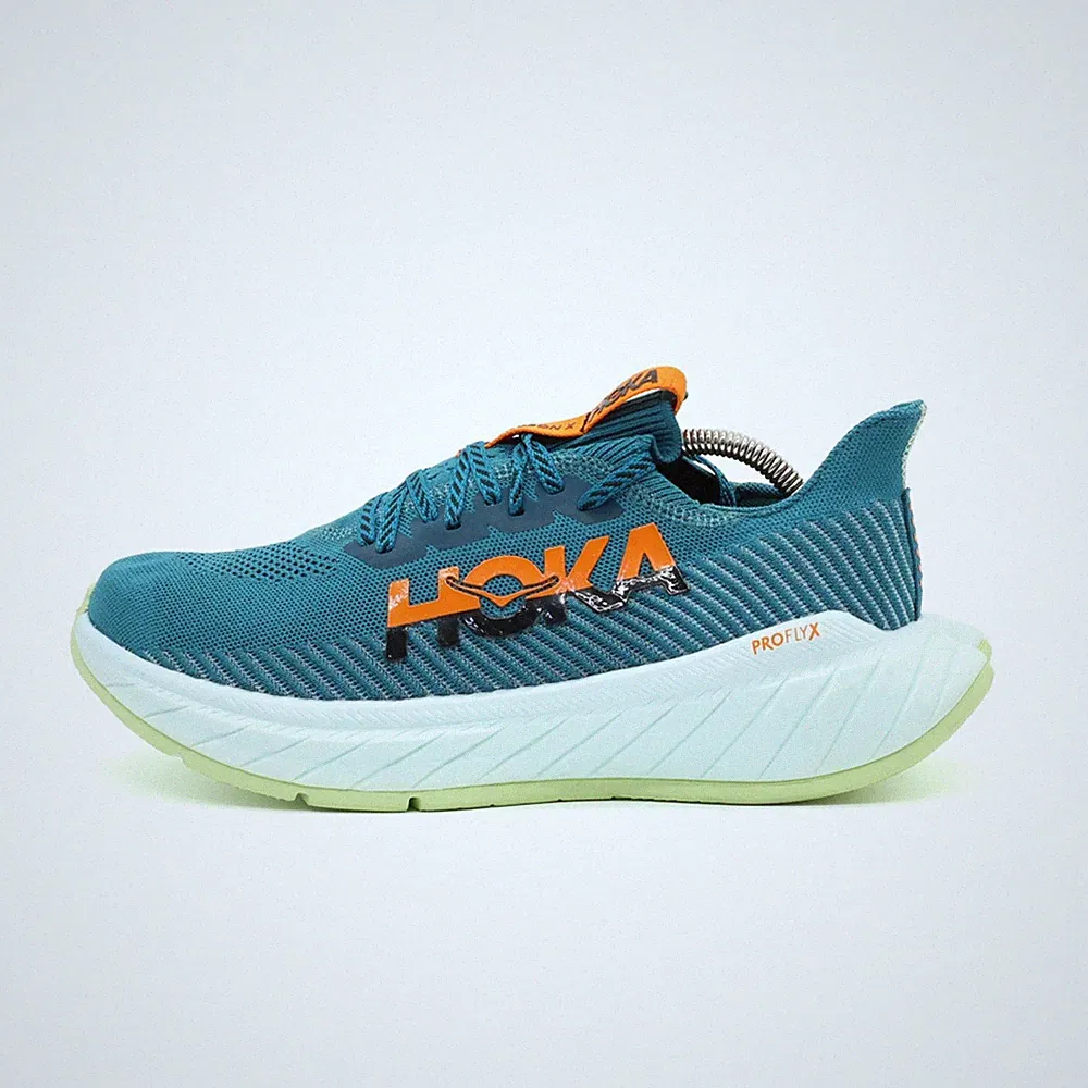Hoka One Herren Carbon X 3 Sneaker blau/orange Mesh Niedrig Laufschuhe EU 43 1/3
