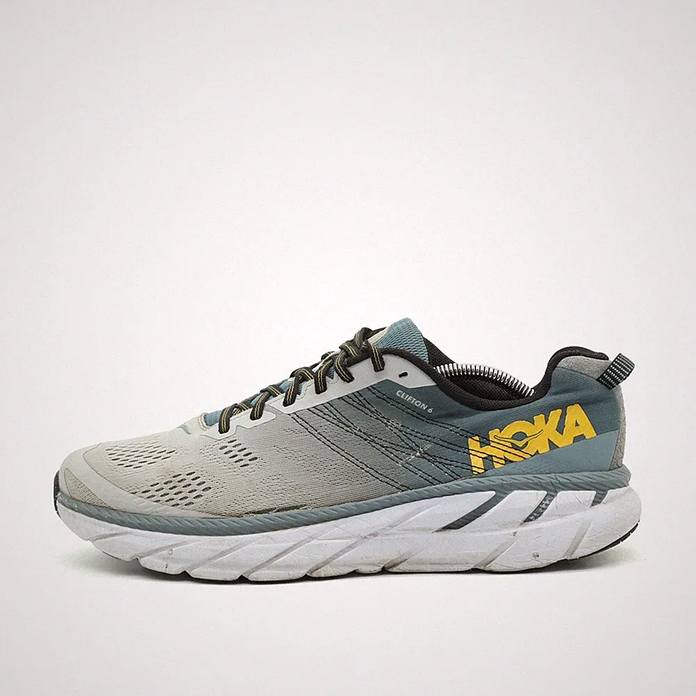 Hoka One Herren Clifton 6 Sportschuh EU 44,5 Grau/Blau/Gelb 1102872 LLRC