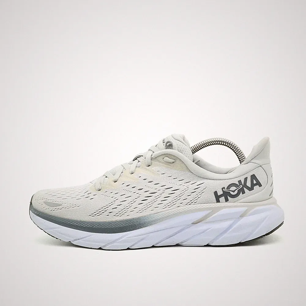 Hoka One Herren Clifton 8 Schuhe Weiss, Grau Leichtgewicht Laufschuhe EU 42