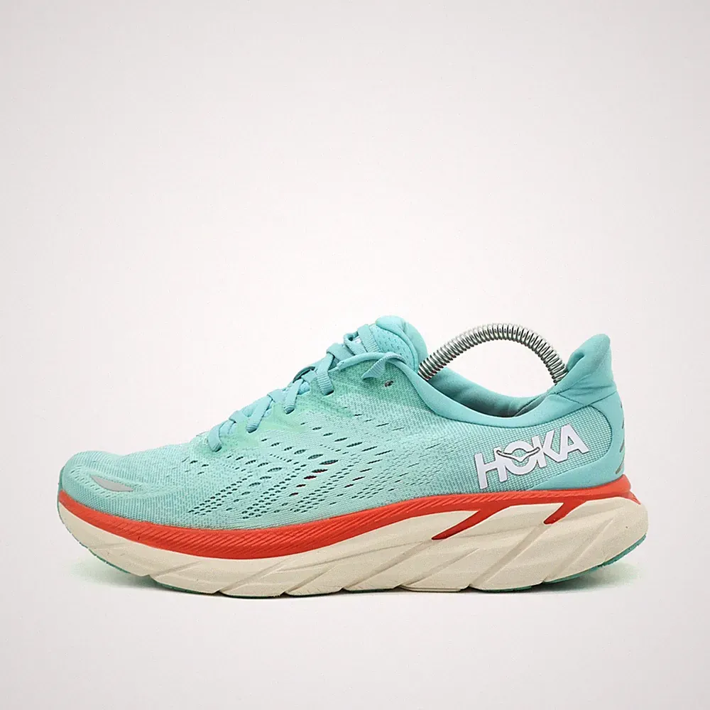 Hoka One Herren Clifton 8 Sportschuhe Türkis/Rot Dämpfung Laufschuhe EU 42