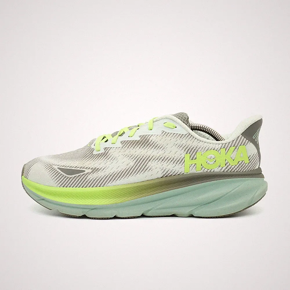 Hoka One Herren Clifton 9 GTX Laufschuh Grau Gelb Mesh Leicht Laufschuhe EU 44
