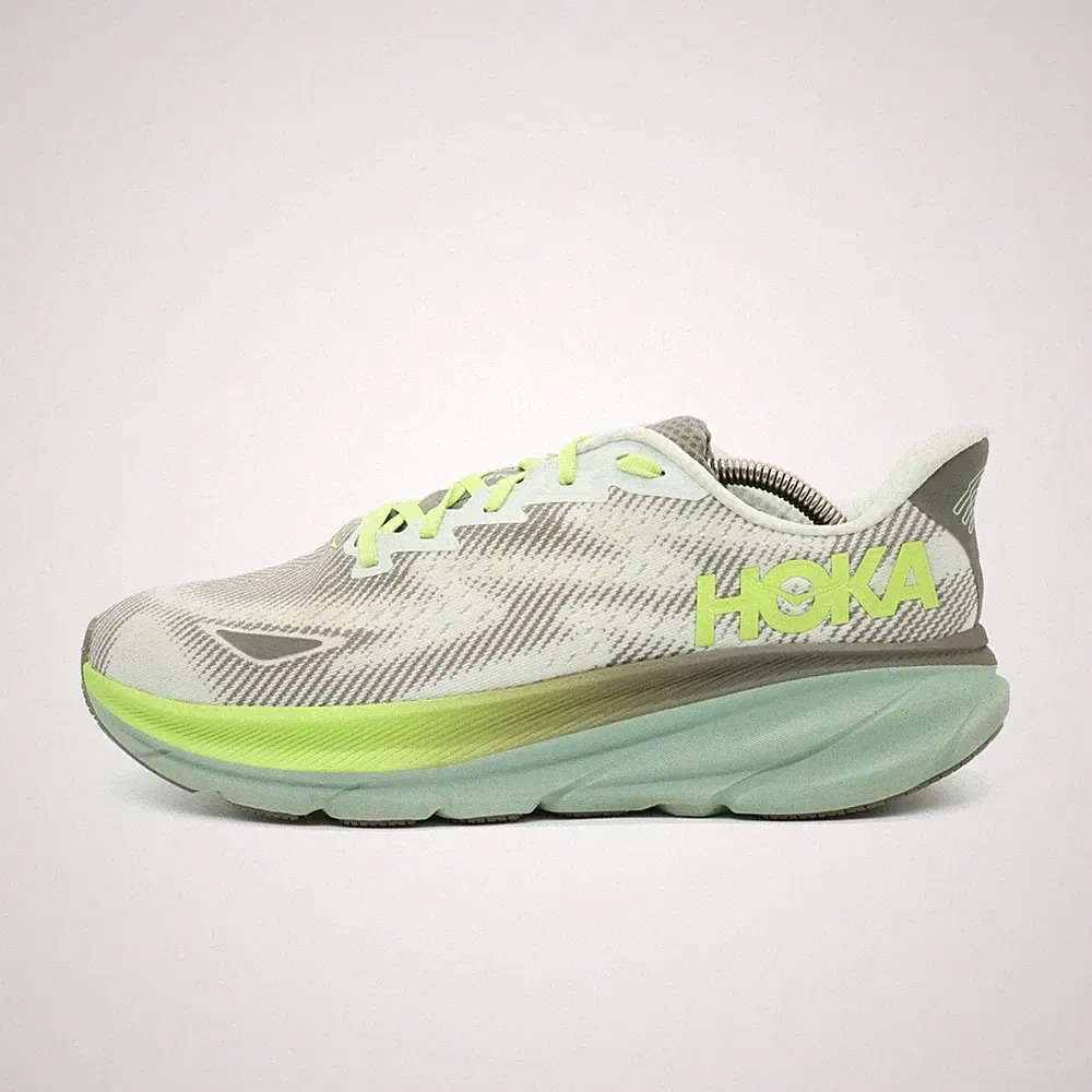 Hoka One Herren Clifton 9 GTX Laufschuh Grau Gelb Mesh Leicht Laufschuhe EU 44