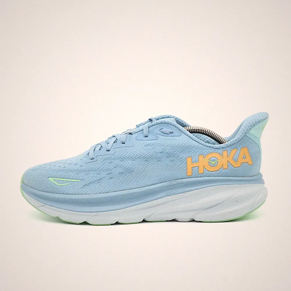 Hoka One Herren Clifton 9 Laufschuhe Hellblau Mesh Low-Top Laufschuh EU 44.5