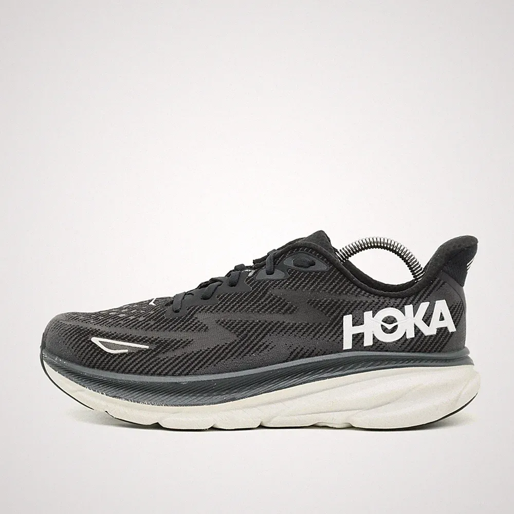 Hoka One Herren Clifton 9 Schuh Schwarz Weiß Leichtgewicht Laufschuhe EU 44,5