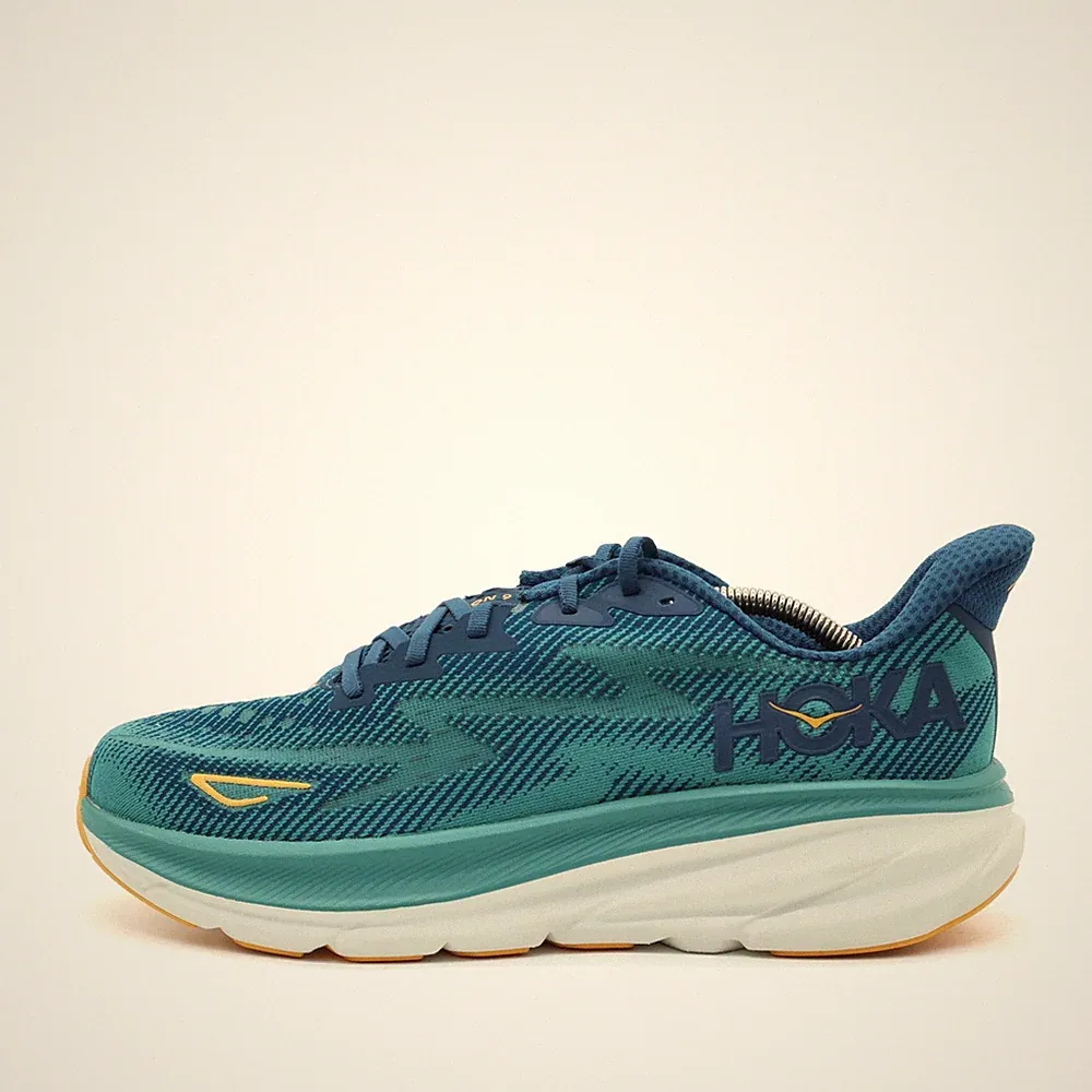 Hoka One Herren Clifton 9 Schuhe Blau Grü Mesh Low-Top Laufschuhe EU 44 2/3