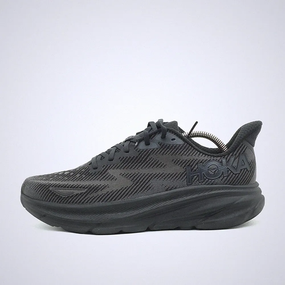 Hoka One Herren Clifton 9 Schuhe Schwarz Mesh Niedrig Laufschuhe EU 42 2/3