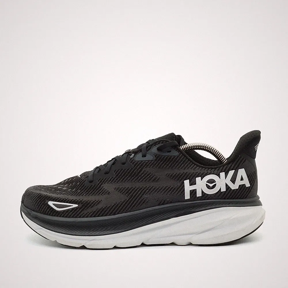 Hoka One Herren Clifton 9 Schuhe Schwarz Weiß Mesh Atmungsaktiv Laufschuhe EU 44