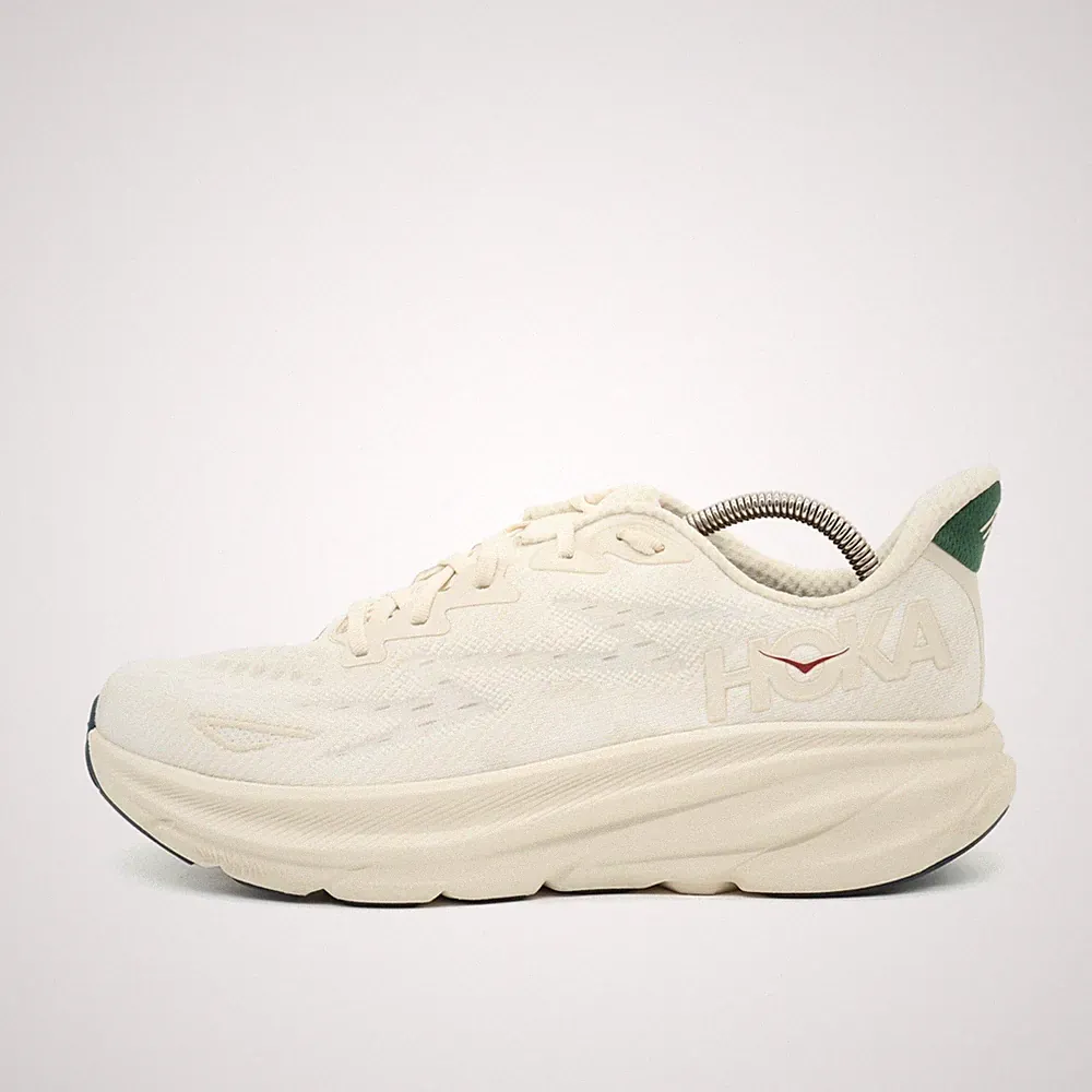 Hoka One Herren Clifton 9 Sneaker Creme Textil Low-Top Laufschuhe EU 44 2/3