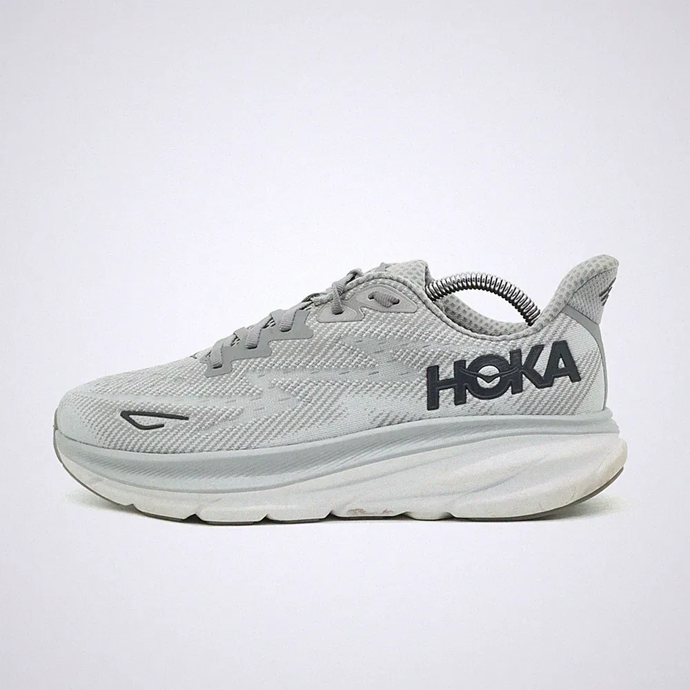 Hoka One Herren Clifton 9 Sneaker Grau Mesh Niedrig ämpfung Laufschuh EU 42