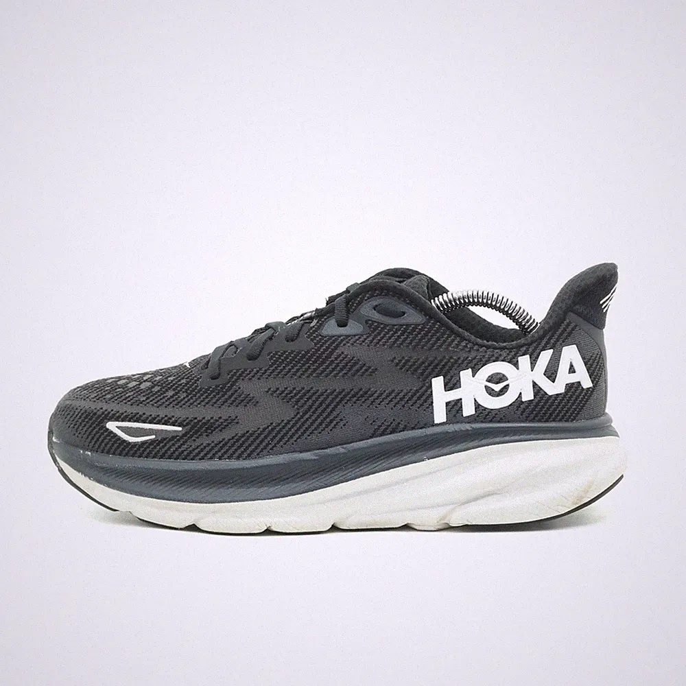 Hoka One Herren Clifton 9 Sneaker Schwarz Weiß Mesh Leicht Laufschuh EU 42⅔