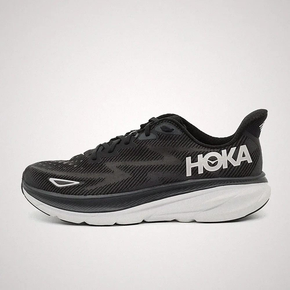 Hoka One Herren Clifton 9 Sneaker Schwarz Weiß Mesh Low-Top Laufschuhe EU 47 1/3