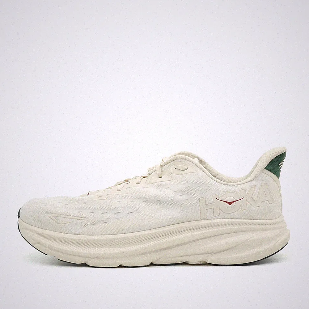 Hoka One Herren Clifton 9 Sportschuh Creme Textil Low-Top Sohle Laufschuh EU 50⅔