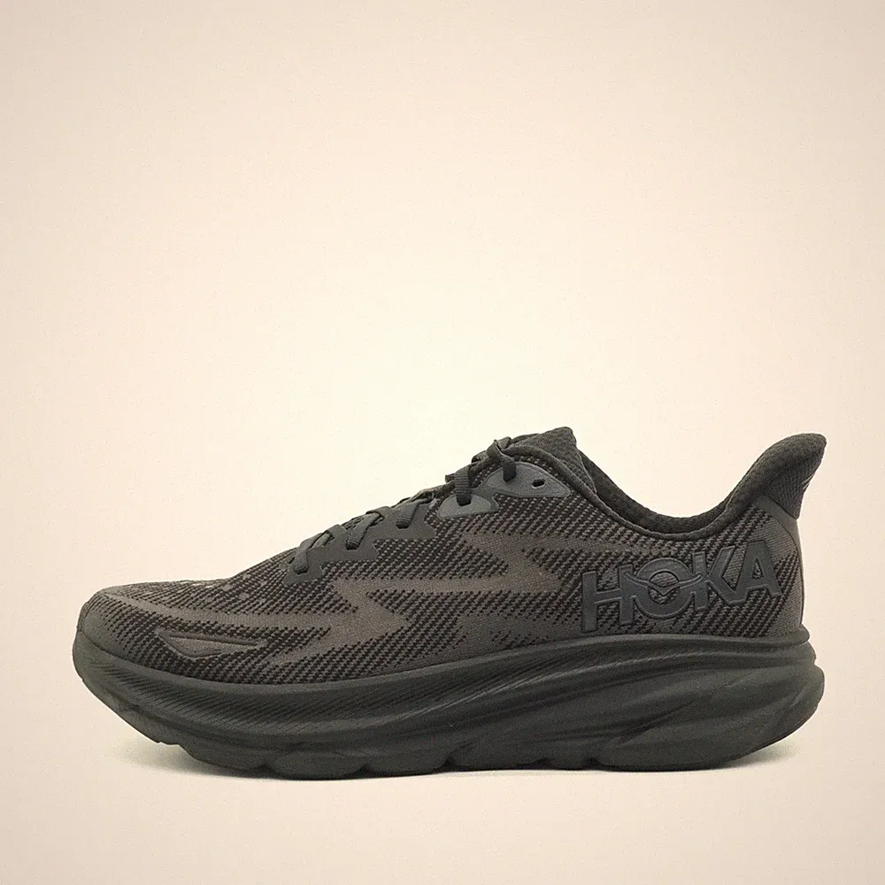 Hoka One Herren Clifton 9 Sportschuh Schwarz Mesh Gepolstert Laufschuh EU 46.5