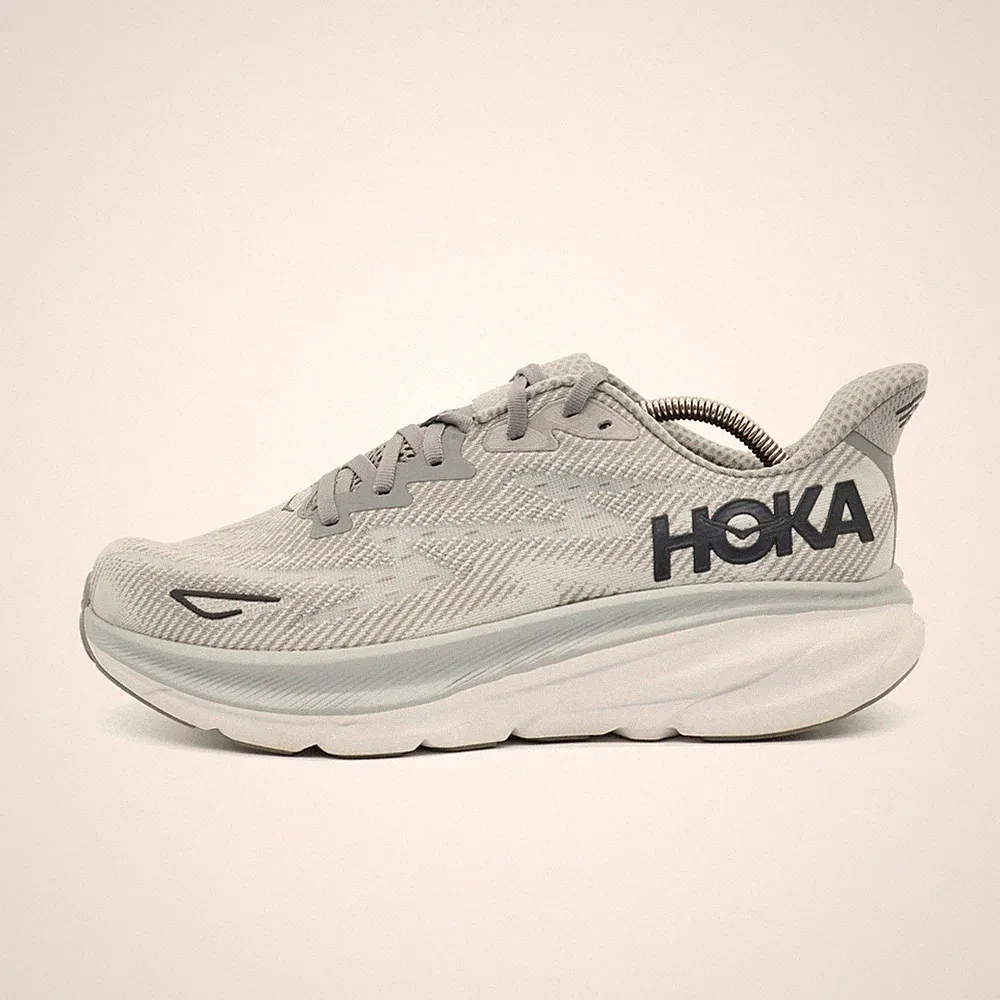 Hoka One Herren Clifton 9 Sportschuhe Grau Mesh Low-Top Sohle Laufschuhe EU 44