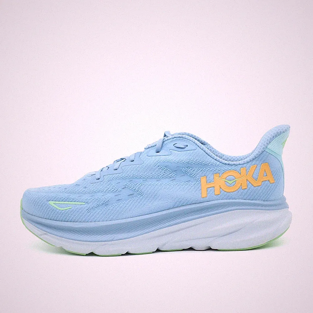 Hoka One Herren Clifton 9 Sportschuhe Hellblau/Grü Mesh Laufschuhe EU 46 2/3