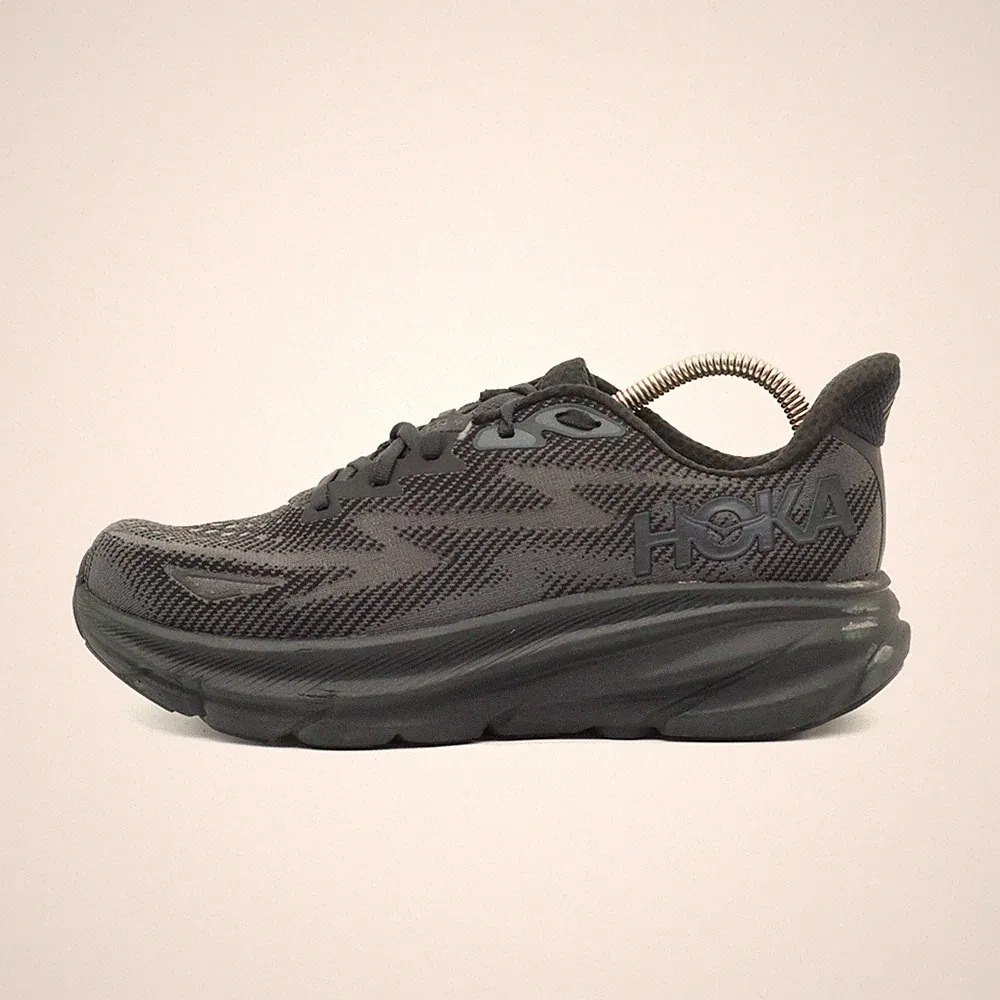 Hoka One Herren Clifton 9 Sportschuhe Schwarz Mesh Low-Top Laufschuhe EU 40,5